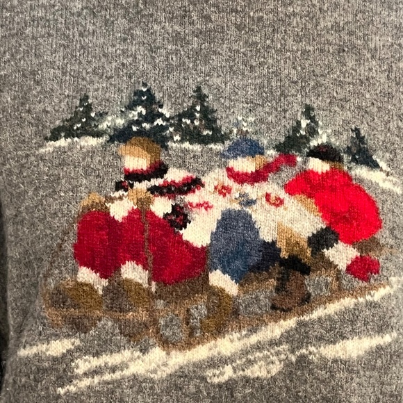 Lauren Ralph Lauren Lambswool Turtleneck Sweater Winter Scene LARGE Vintage - Picture 4 of 9